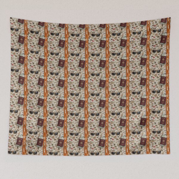 Item preview, Seamless Pattern of Travel Accessories with Passport and Sunglasses designed and sold by seelya83.