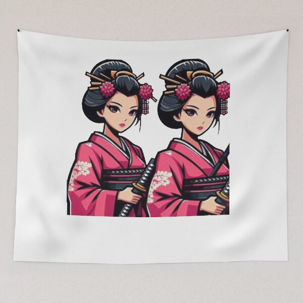 Item preview, Twin samurai geishas with swords and kimono. designed and sold by DudzDesignz.