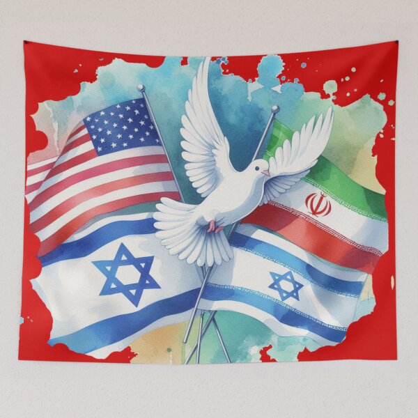 Item preview, Peace Dove Trio Over Global Flags ,  designed and sold by PaintMeWorld.