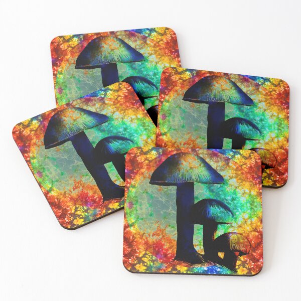 Item preview, Tie Dye Deadheads psychedelic mushrooms rainbow square designed and sold by AuroraXGreen.