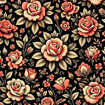 Artwork thumbnail, Red Roses Floral Pattern by GraphicsClub