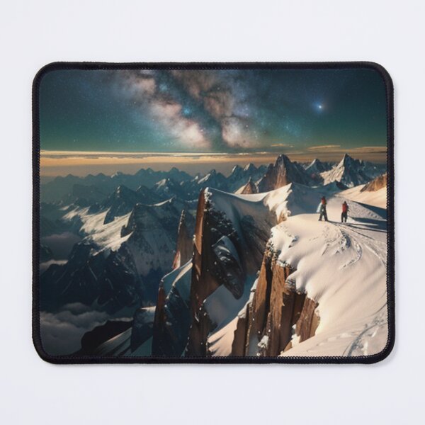 Item preview, Enchanted Dusk: Wanderers Beneath Milky Way In Snow-Capped Mountains designed and sold by EnchantedVista.