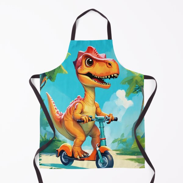 Item preview, Orange Cartoon Dinosaur Riding a Scooter designed and sold by OxiSkor.