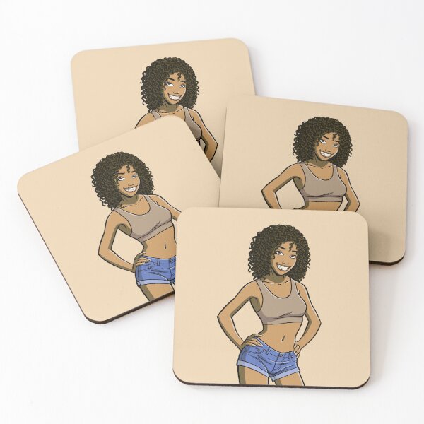 Item preview, CutiePie #10 - Curly cutie in denim hot pants designed and sold by CutiePiesArt.