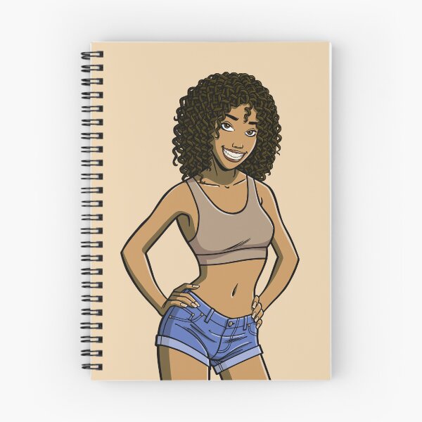 Item preview, CutiePie #10 - Curly cutie in denim hot pants designed and sold by CutiePiesArt.