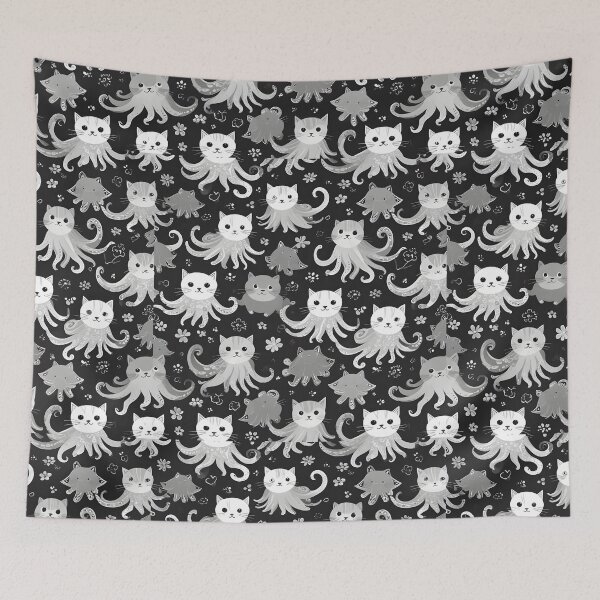 Item preview, Cute octopus cate face with flower pattern designed and sold by nilver.