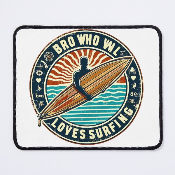 Item preview, Bro Vintage Surfing Art: Ride the Waves with a Passionate Surfing Enthusiast designed and sold by Elouk.