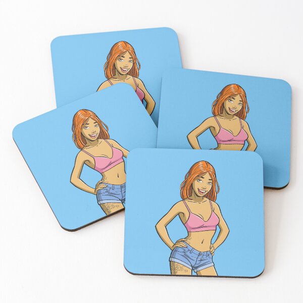 Item preview, CutiePie #18 - Redhead in denim hot pants designed and sold by CutiePiesArt.