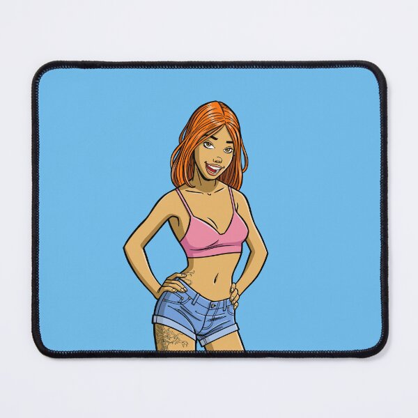 Item preview, CutiePie #18 - Redhead in denim hot pants designed and sold by CutiePiesArt.