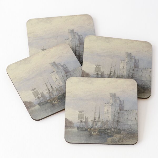 Item preview, Landscape with Ships in Front of Caernarvon Castle (1883) by William Callow designed and sold by My Artprintz.