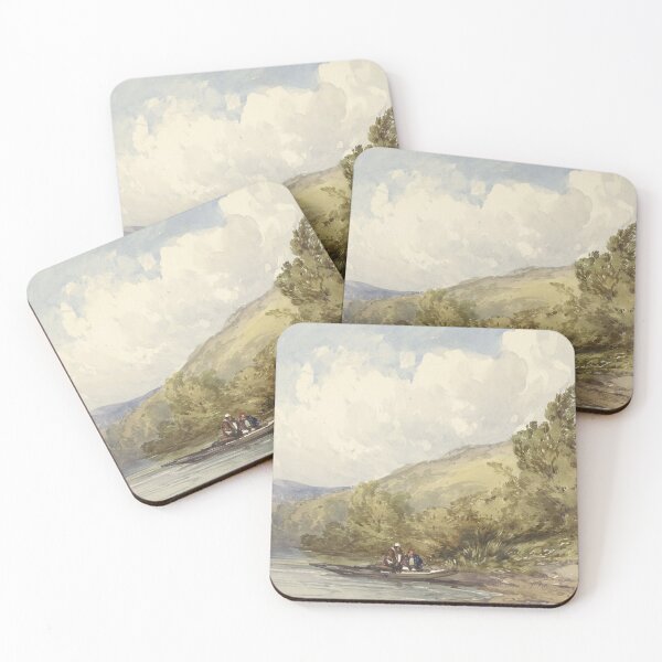 Item preview, Hilly landscape with a lake and a boat with two figures (1822 - 1908) by William Callow designed and sold by My Artprintz.