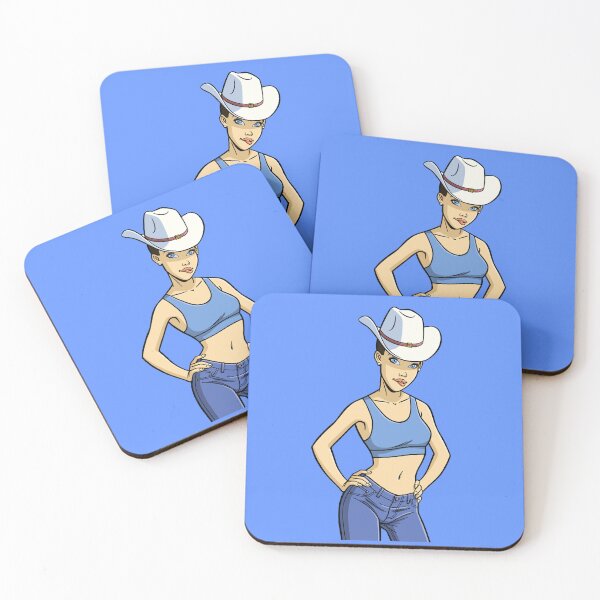 Item preview, CutiePie #44 - Blue-eyed cowgirl in sports bra designed and sold by CutiePiesArt.