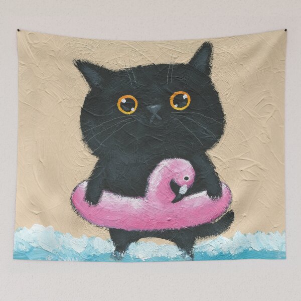 Item preview, Beach Cat Flamingo designed and sold by KilkennyCat Art.