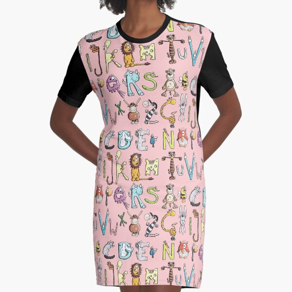 Funny colourful animal alphabet - comic - letters - animals - Gift Graphic T-Shirt Dress