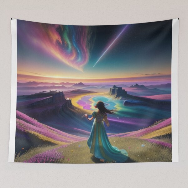 Item preview, Enchanted Realms: Aurora Australis Over Wildflower Hill designed and sold by EnchantedVista.