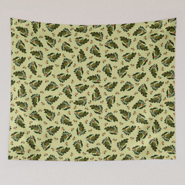Item preview, Green twigs and orange berries on a transparent background,Petrykivka Ukraine, floral pattern in Ukrainian style designed and sold by Sunflower-7.