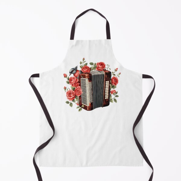 Item preview, Vintage accordion art with red roses and a bird designed and sold by EmeraldMusic.