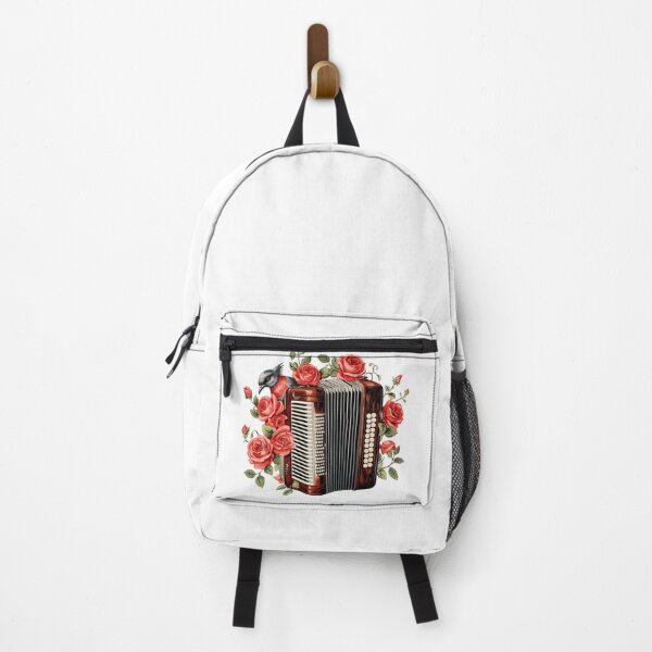 Item preview, Vintage accordion art with red roses and a bird designed and sold by EmeraldMusic.