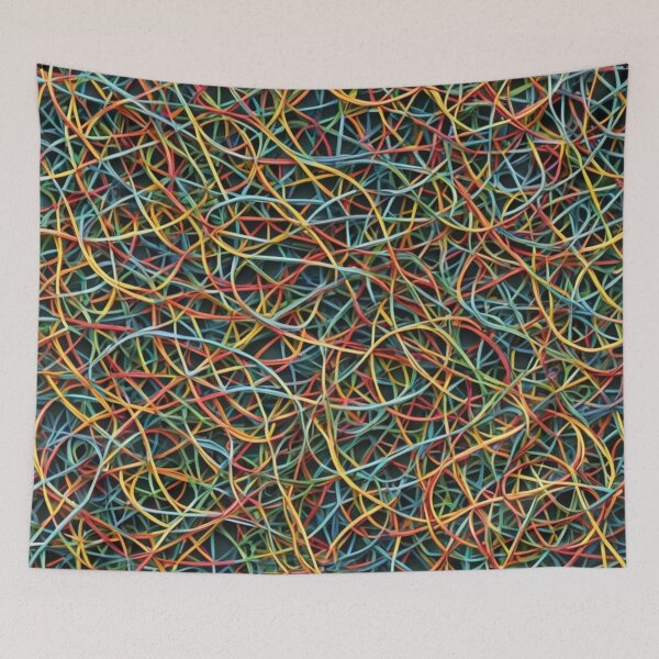 Artikelvorschau, Abstraktes buntes String-Art-Muster entworfen und verkauft von calibrit.