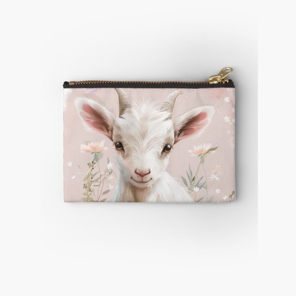 Item preview, Cute Baby goat pink and ad white with flowers designed and sold by Inktown.