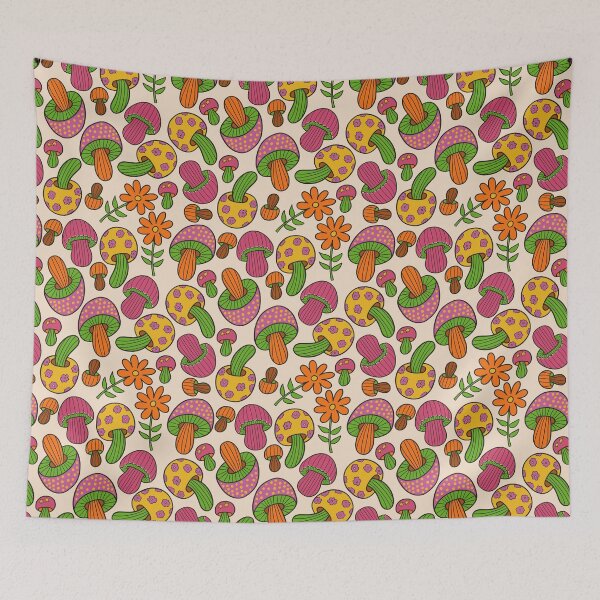 Item preview, Retro Inspired Mushroom flower Pattern Design designed and sold by MariOyama.