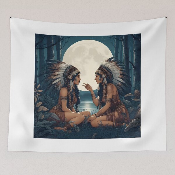 Item preview, Native American Twins Under Full Moon designed and sold by THC-Conspiracy.