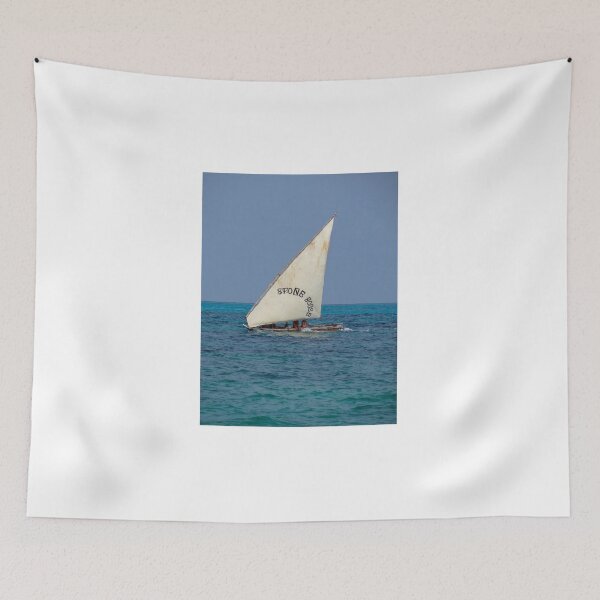 Item preview, Dhow Wooden Boat Sailing in Blue - Bahari View - Zanzibar - Tanzania Africa designed and sold by exploramum.