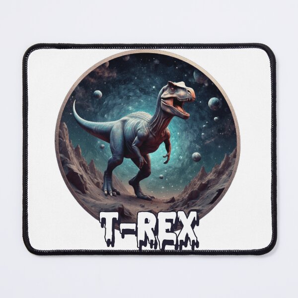 Item preview, Tyrannosaurus on a Rock Planet in the Cosmos in watercolor paint designed and sold by EmeraldCauldren.