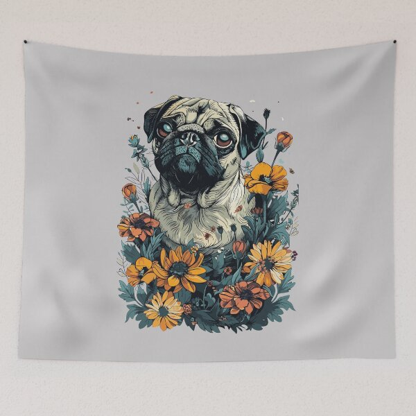 Item preview, Pug Dog with Flowers  designed and sold by carloswiden.