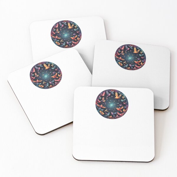 Item preview, Colorful Cosmic Birds in watercolor paint designed and sold by EmeraldCauldren.