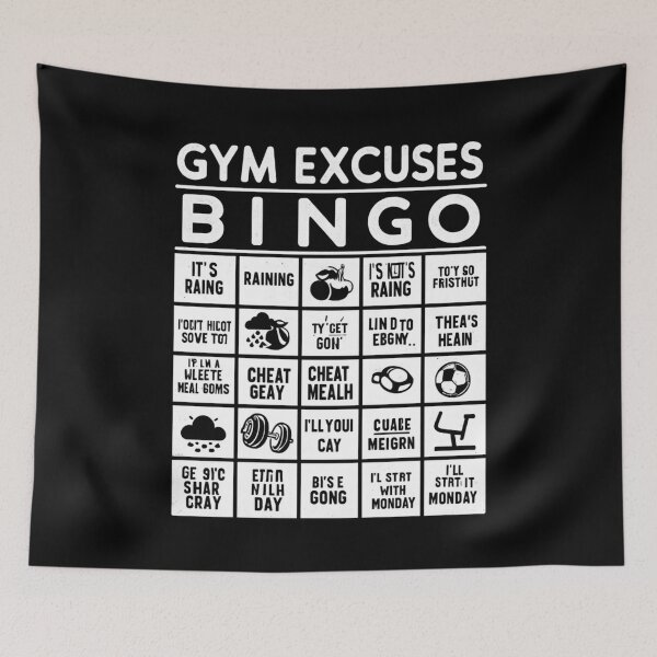 Artikelvorschau, Ausreden-Bingo fürs Fitnessstudio entworfen und verkauft von Estamp-you.