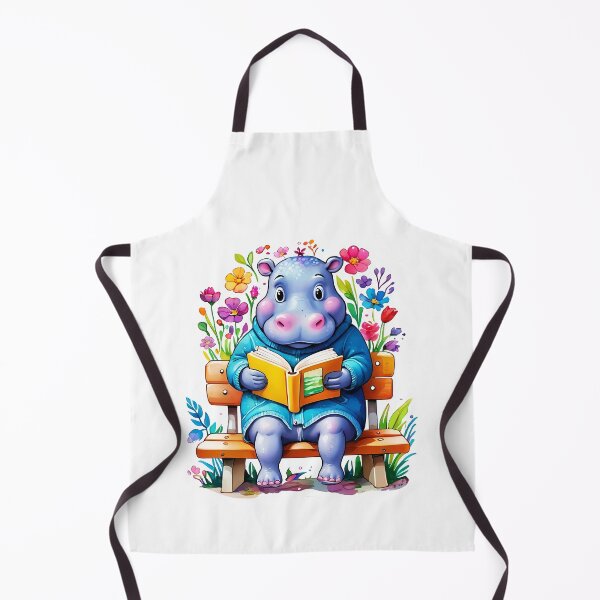 Item preview, Cute Hippo Reading on a Bench designed and sold by Cosmicreations1.