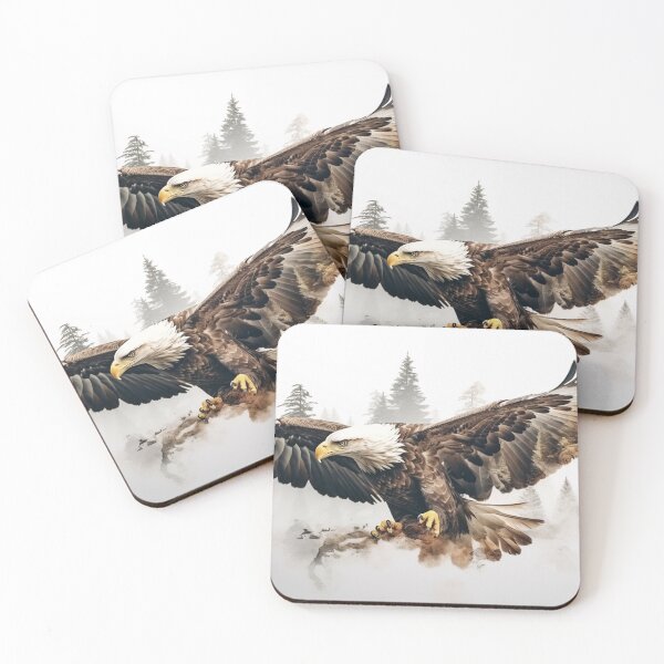 Item preview, Double Exposure, White Background Eagle and Forest illustration designed and sold by Roxane Bay.