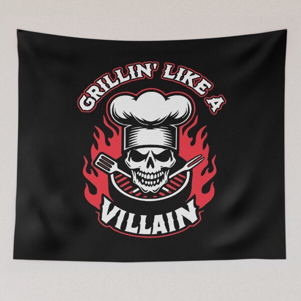 Item preview, Grillin Like A Villain Funny Grilling Pun Summer BBQ Grill Master  designed and sold by Bad Kitty Designz.