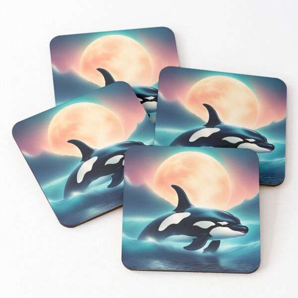 Item preview, Orca Whale Moonscape full moon galaxy designed and sold by miyazdesignart.