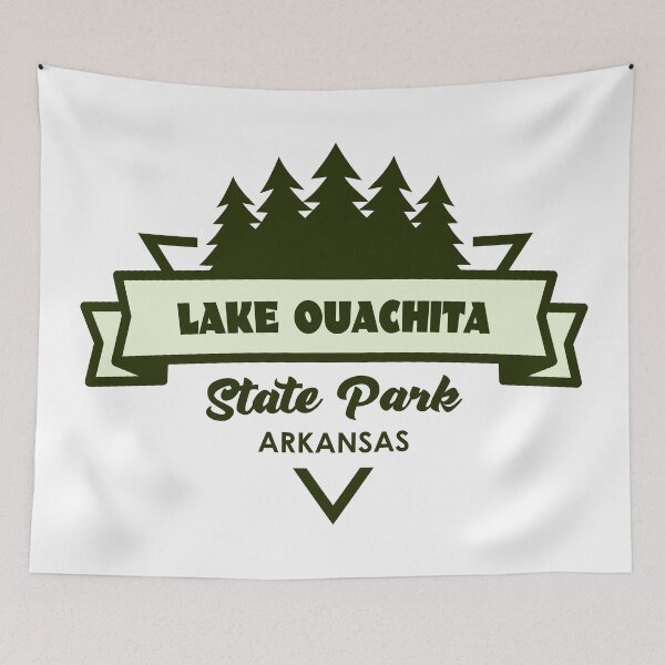 Item preview, Lake Ouachita State Park Arkansas Trees And Ribbon designed and sold by bivenart.