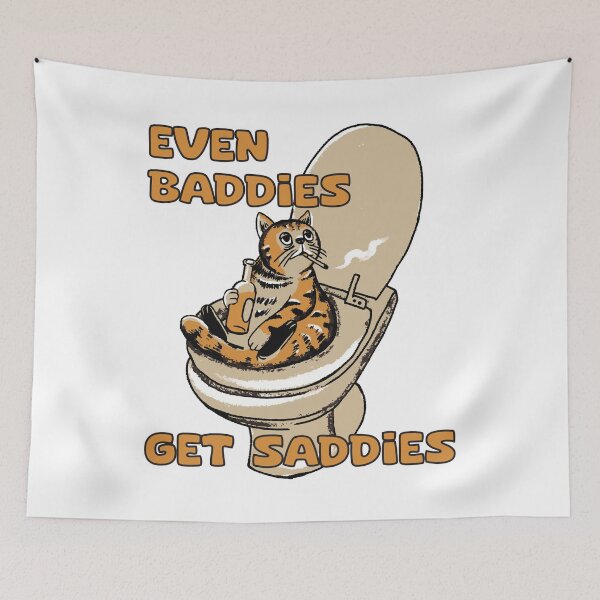 Item preview, Even Baddies Get Saddies Shirt, Meme Shirt, Funny Cat, in vintage 90s bootleg style, Classic T-Shirt designed and sold by QUILLandTEE.