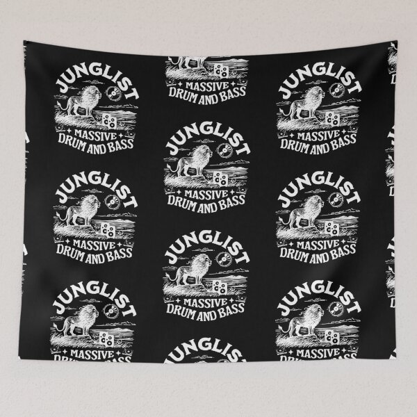 Item preview, JUNGLIST  - Rave Lion On Hill (white)  designed and sold by Discothreadz.