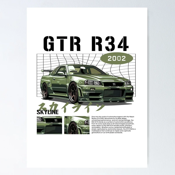 Green Jade Nissan Skyline GTR R34 Anime