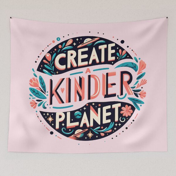 Item preview, create a kinder planet, typography designed and sold by maxmaj.