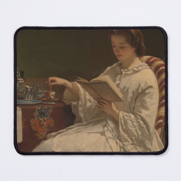 Item preview, Woman Reading a Book, Drinking Tea, Vintage Portrait Art designed and sold by vintagevivian.