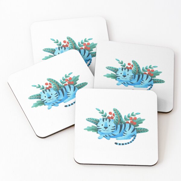Item preview, Watercolor The blue tiger in garden  designed and sold by zugharo2019.