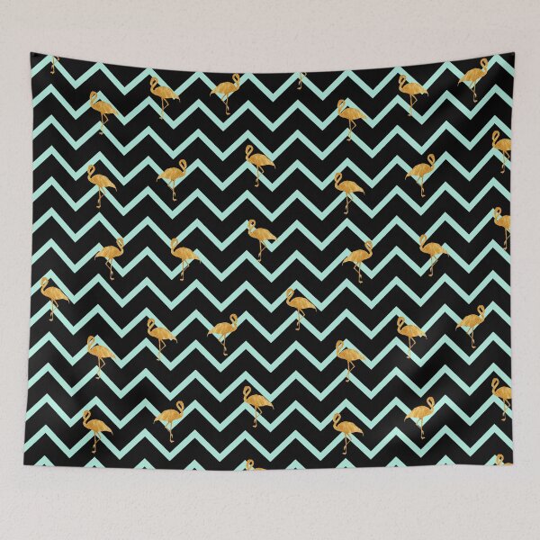 Item preview, Gold Flamingo and Green Zigzag Pattern designed and sold by mrdom93.