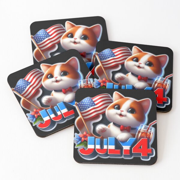 Item preview, Holiday Cat Stickers #2 Independence Day Designs designed and sold by Kinyah88.