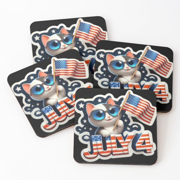 Item preview, Holiday Cat Stickers #3 Independence Day Designs designed and sold by Kinyah88.
