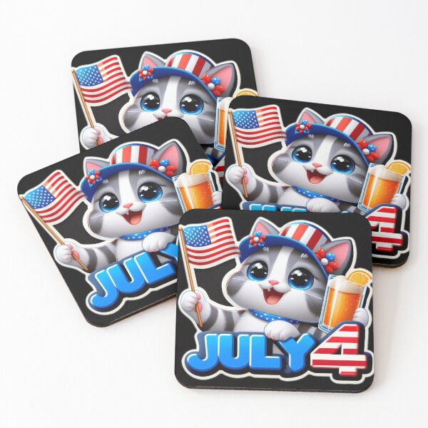 Item preview, Holiday Cat Stickers #5 Independence Day Designs designed and sold by Kinyah88.