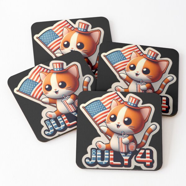 Item preview, Holiday Cat Stickers #7 Independence Day Designs designed and sold by Kinyah88.