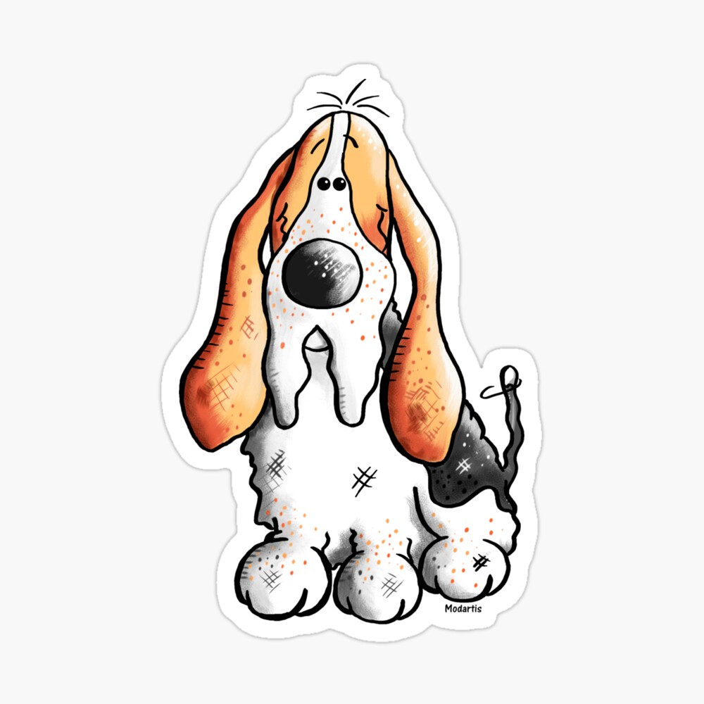Funny Basset Hound Comic Dog Dogs Cartoon Gift Art Board Print By Modartis Redbubble