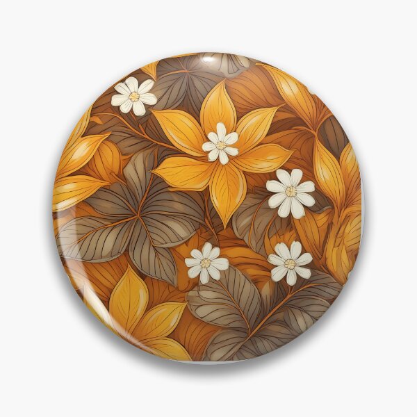 Aperçu de l'œuvre Motif feuilles jaunes et fleurs blanches créée et vendue par creativekrish.