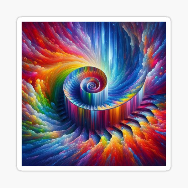 Item preview, Rainbow spiral illusion of stairs 3D art designed and sold by FrecklesStick.